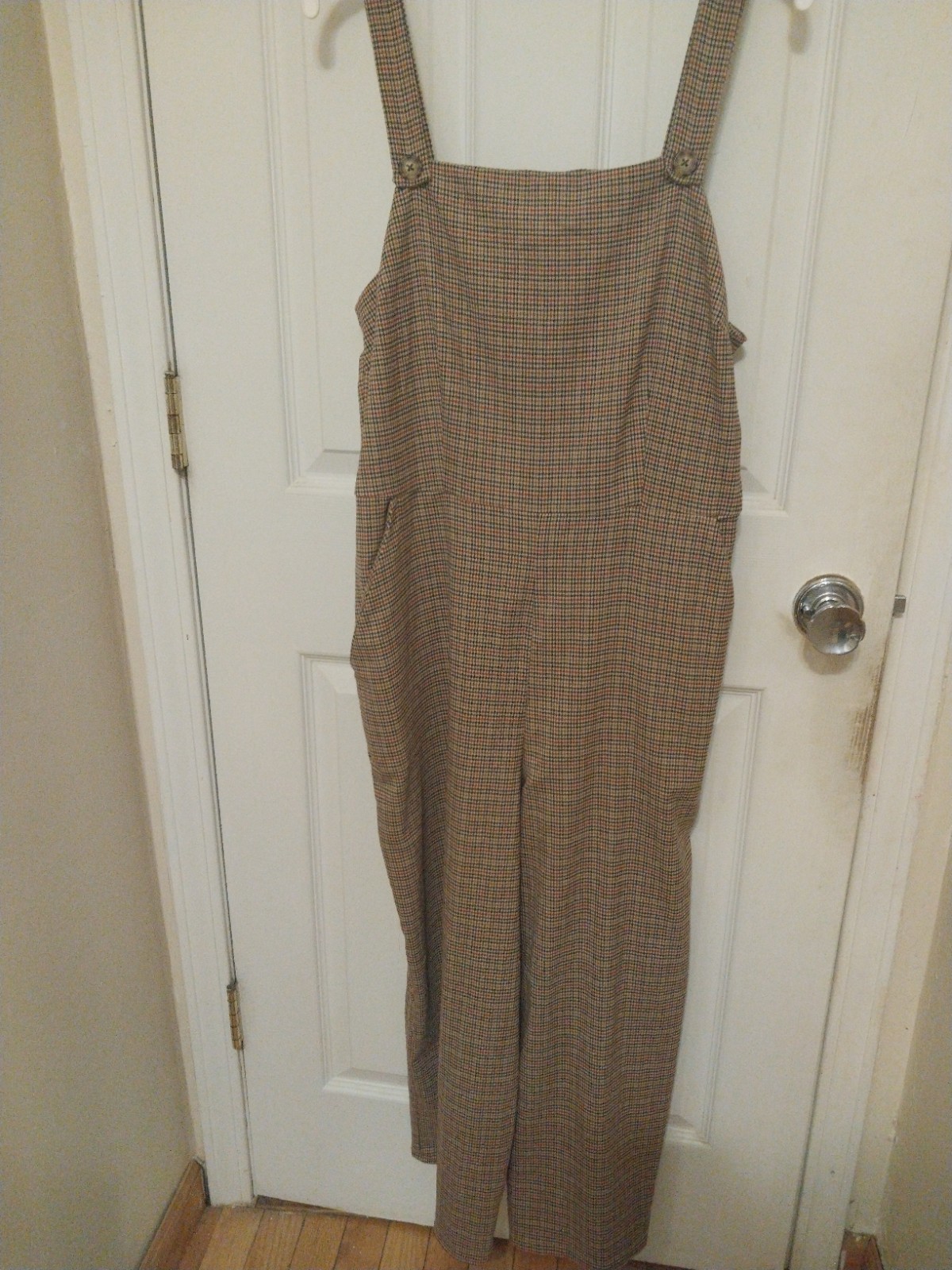 Womens One Piece Overall Plaid Back Zipper Comfortable Size XL