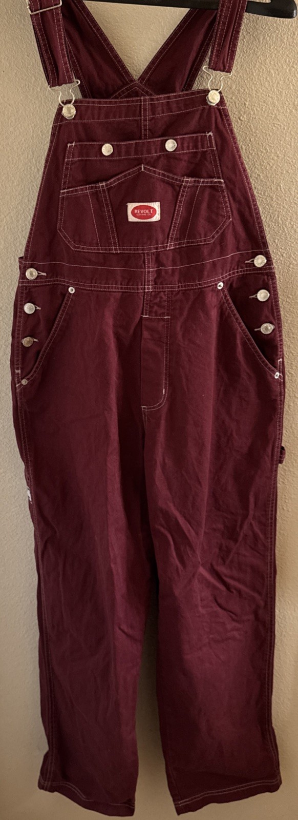 Vintage Red / Burgundy Denim Overalls Revolt y2K 100% cotton Size M Country