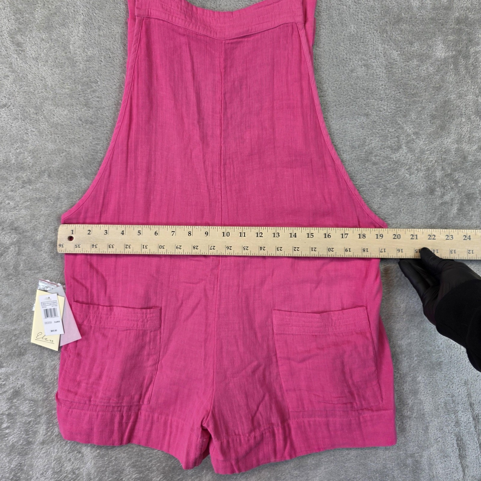 Elan Overall Romper Womens XL Pink Cotton Adjustable Straps Pockets Casual