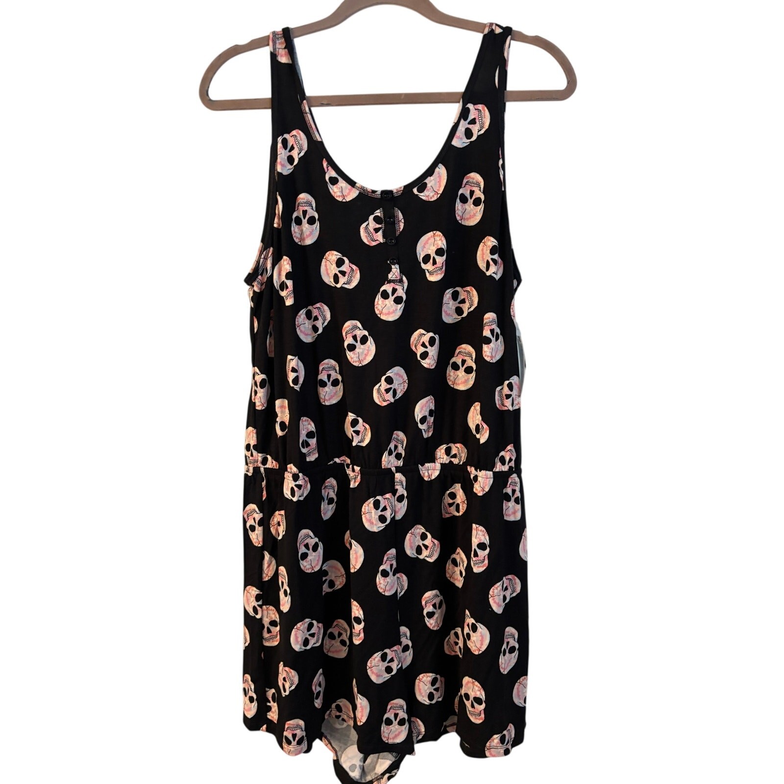 Torrid Supersoft Romper Skull Stretchy Black Tank Size 1X Sleep Lounge NWT