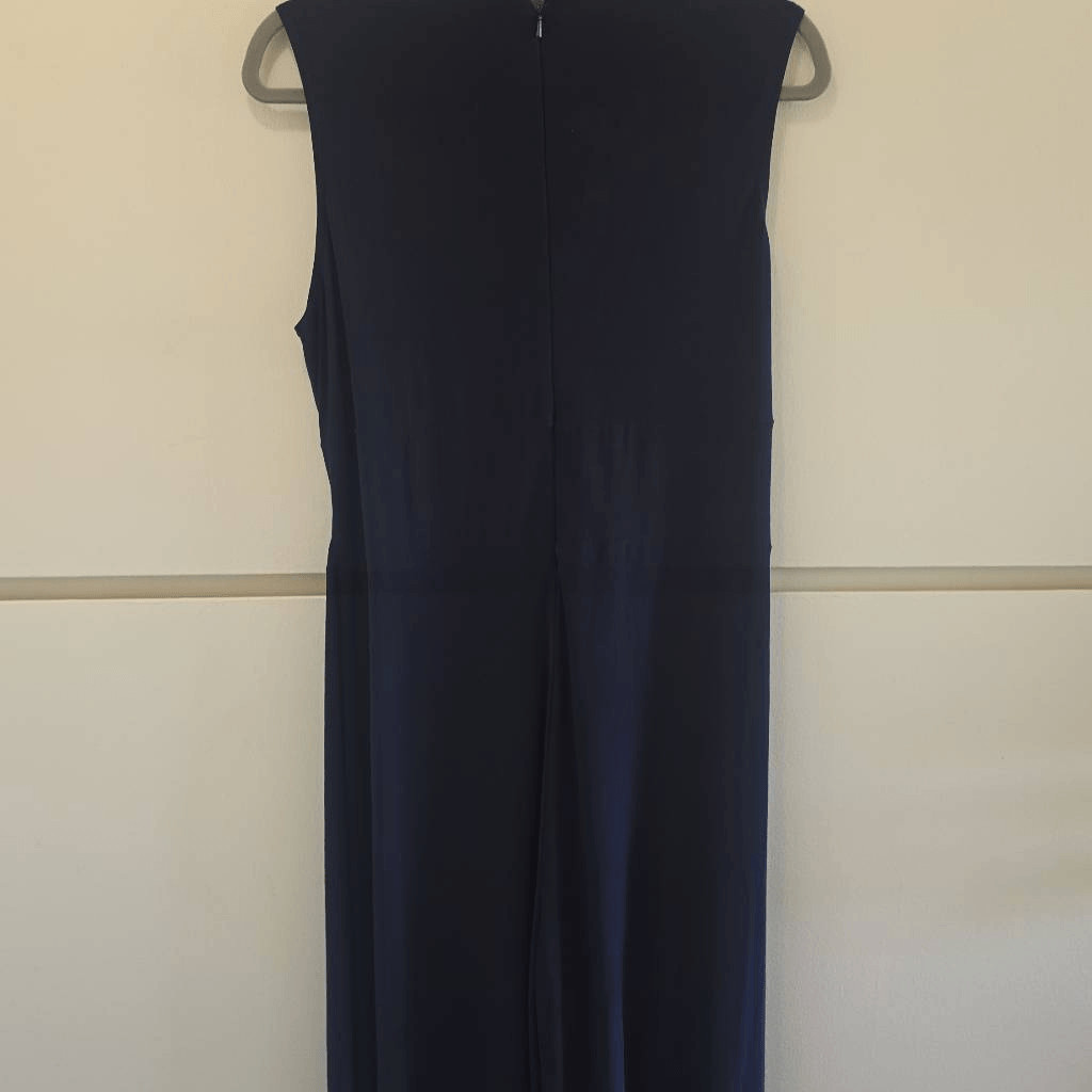 Phase Eight Roxanne Navy Wide LegbJumpsuit,V- Neck,Slvls, Wrap Belt, NWOT, Sz 18