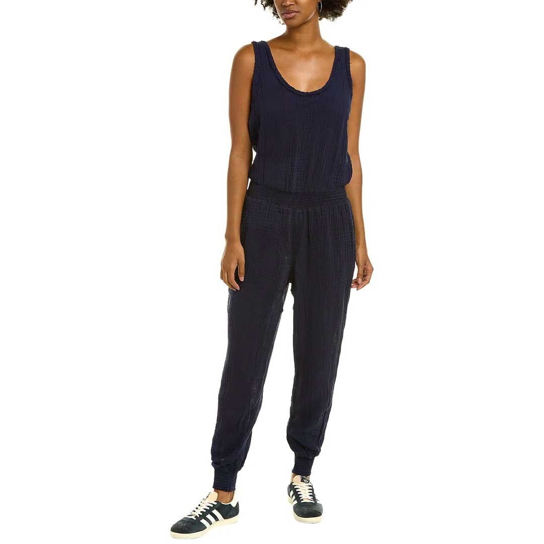 Michael Stars Tobi Jumpsuit in Admiral Blue 2X gauzy scoop neck cotton jogger