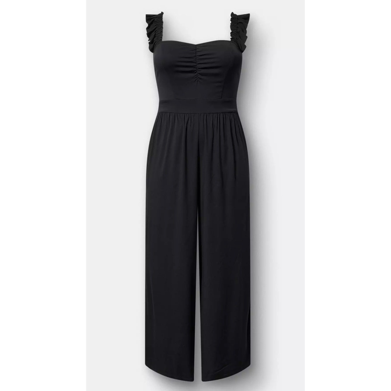 Torrid Stretch Challis Ruffle Strap Jumpsuit Black Womens Plus Size 3X New