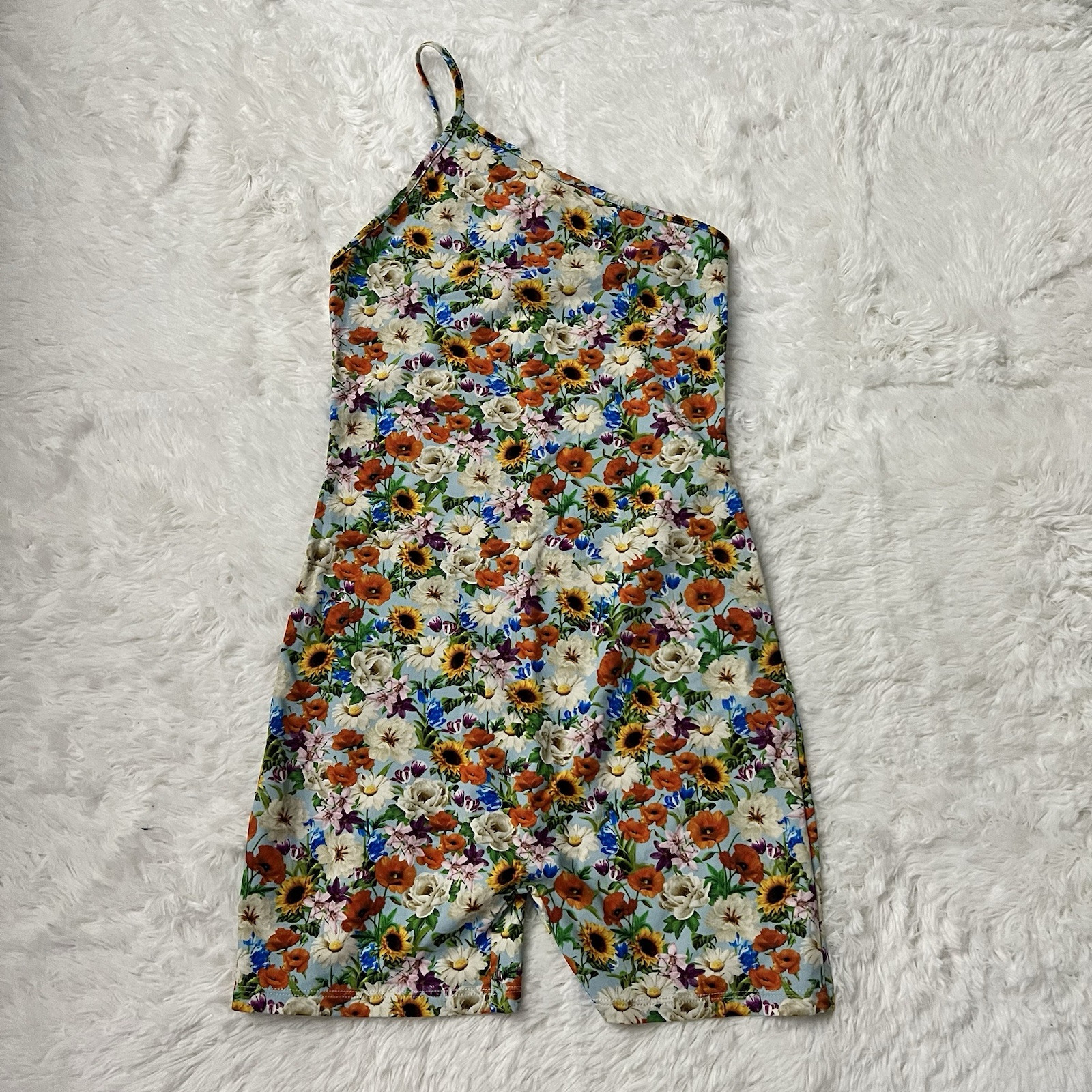 Zara Women’s M Multicolor Floral Beachy Retro 80s Feminine Romper Shorts