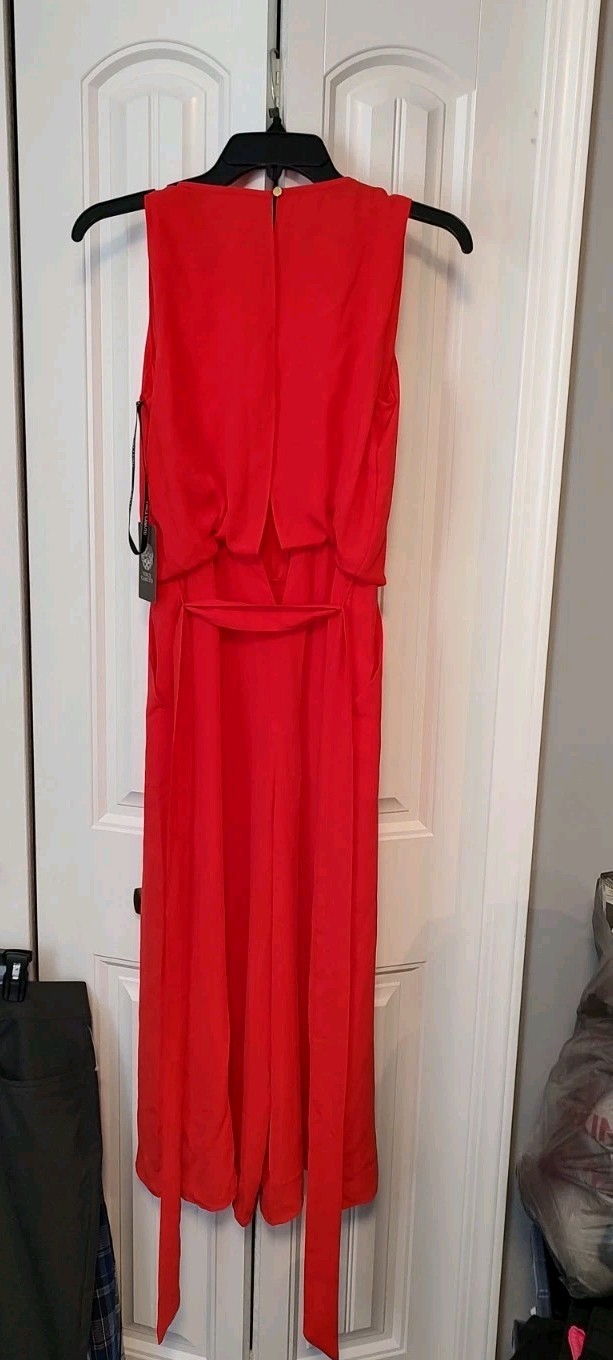 Vince Camuto Women’s Halter Tie-Back Wide-Leg Jumpsuit – Ultra Red Size 2