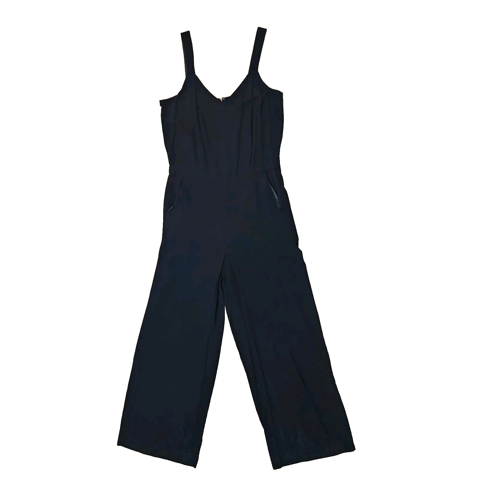 Madewell Size Medium Black Sleeveless Wide Leg Minimalist Jumpsuit Wide Straps