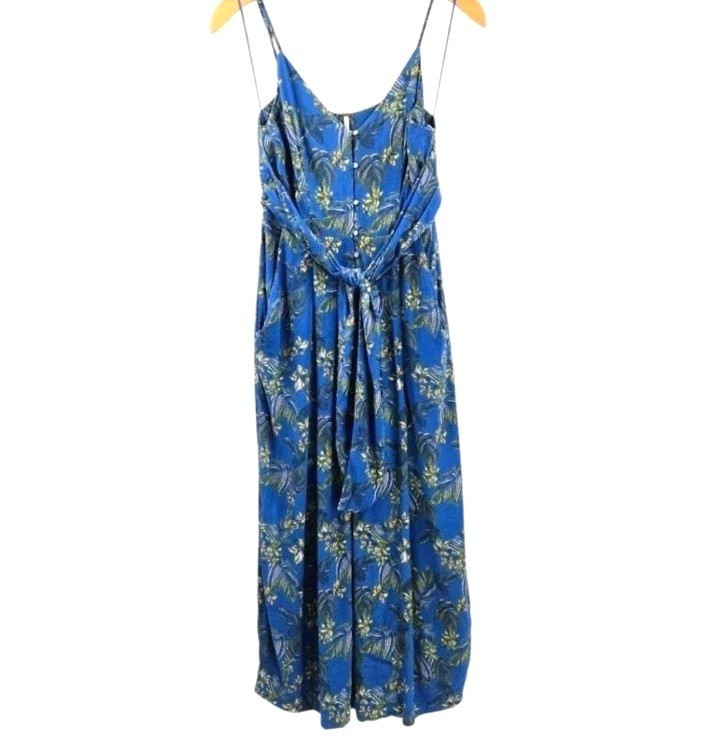 Free People Jumpsuit Hot Tropics Women’s Size 2 Blue Combo Wide Leg One Piece