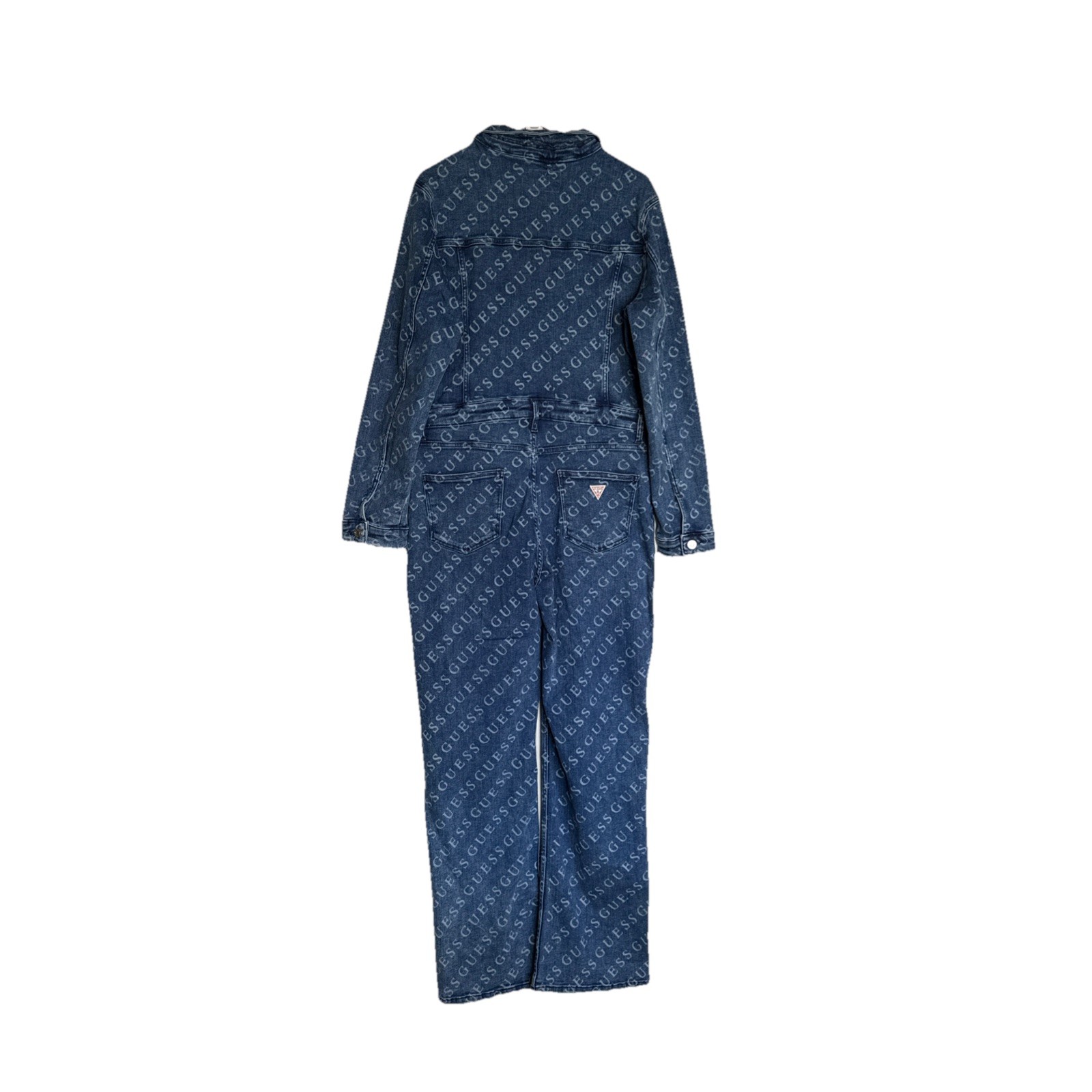 Guess Women Lorina Logo Denim Jumpsuit Medium Wash Blue Size XL NWT