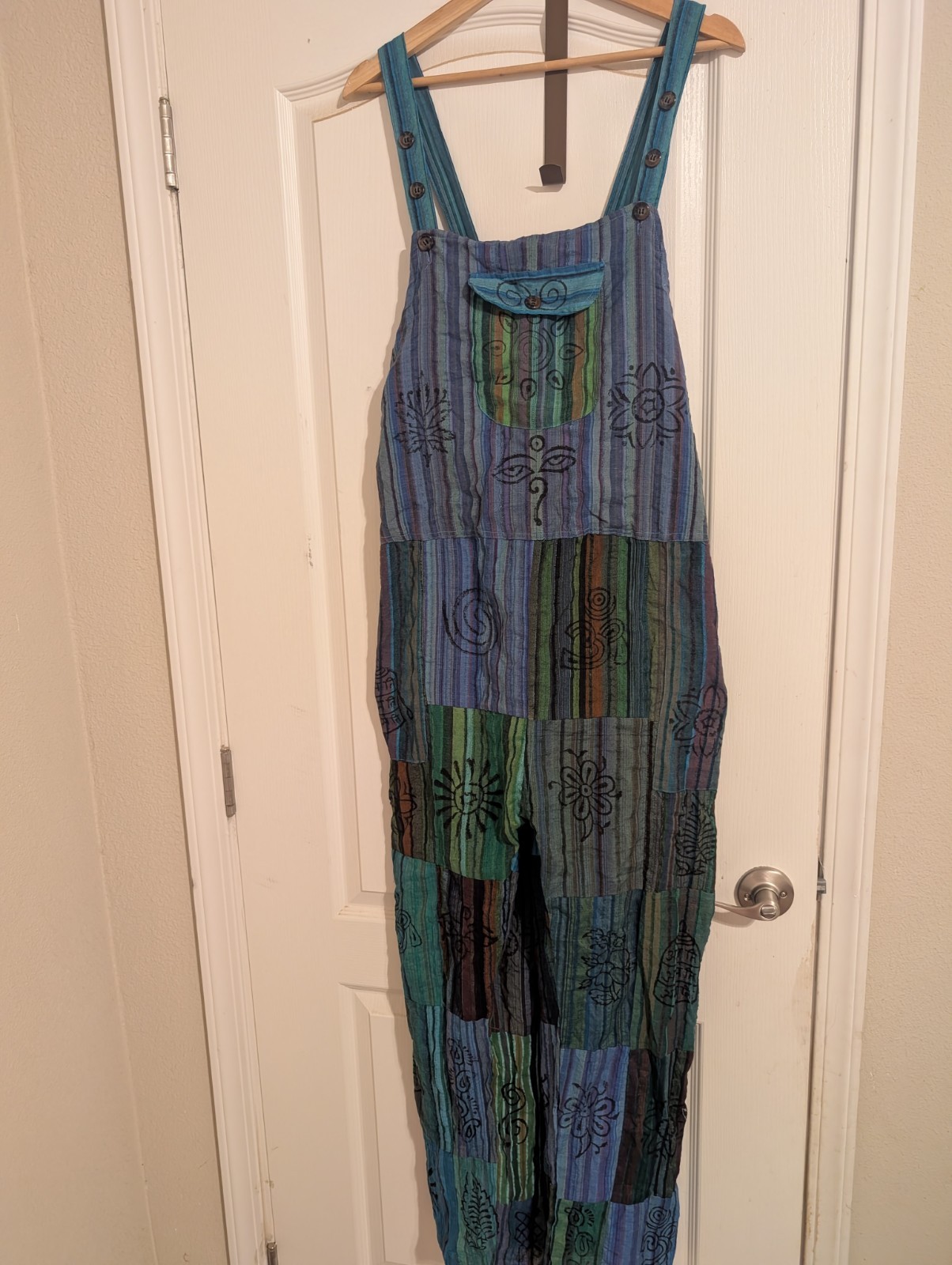 Vintage Ashley Taylor Patchwork Boho Overalls One Size New