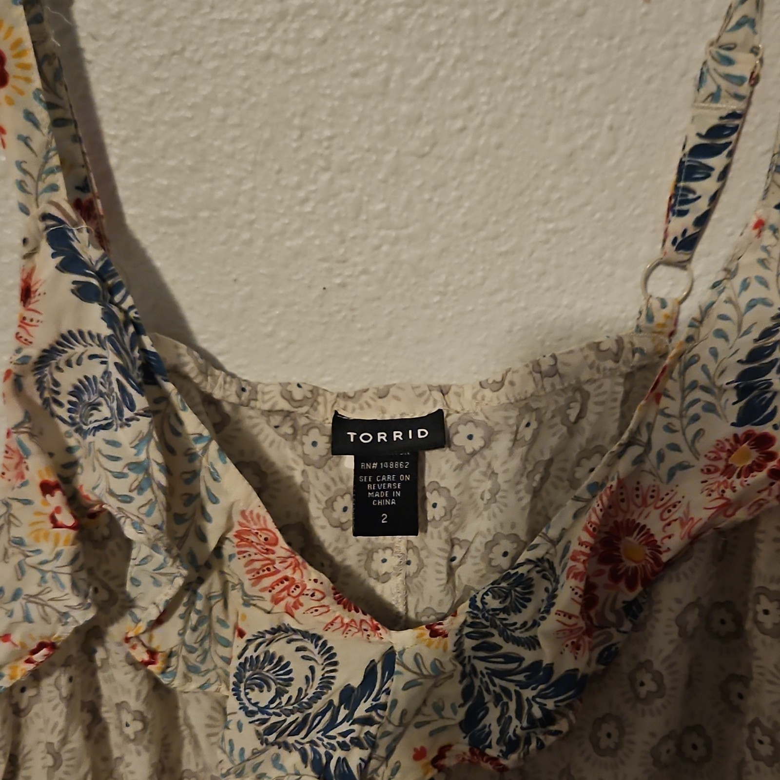 Torrid Plus Size 2 Floral Ruffle Scoop Neck Sleeveless Tie Romper Rayon