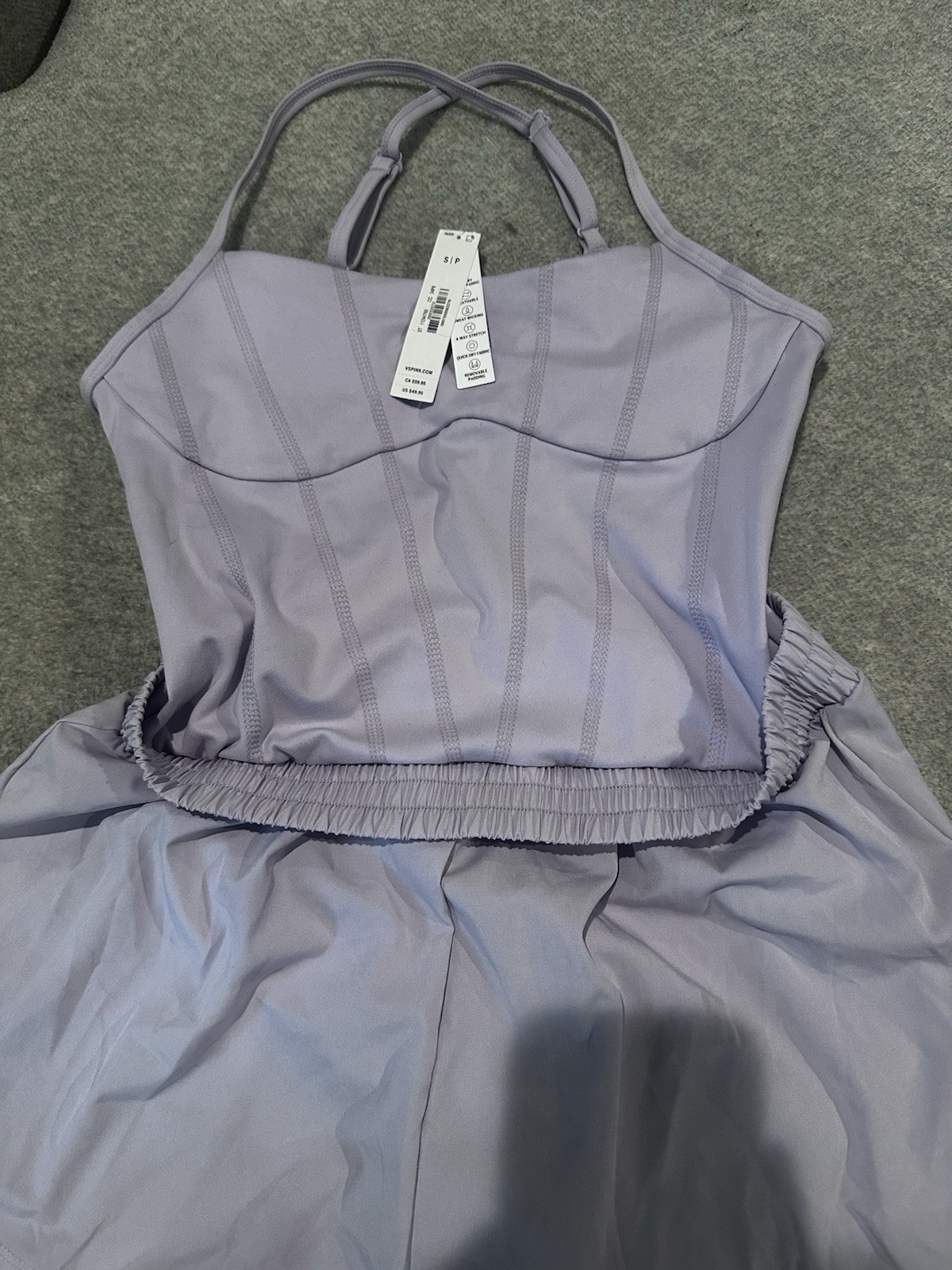 Women’s Victoria’s Secret Pink Ultimate Runsie Romper Spaghetti-Strap Lilac S ❤️