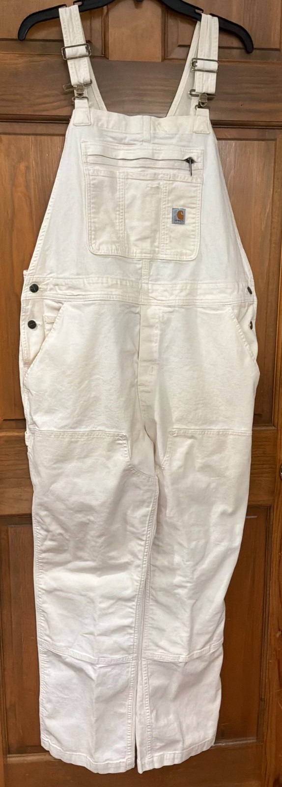Carhartt Rugged Flex Canvas Loose Fit Bib Overalls Off White Size XL (16-18)