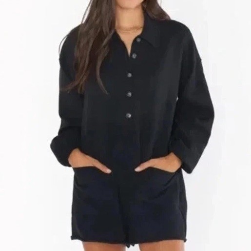 Show Me Your Mumu Gianni Romper Black Knit Size L Preppy University Career