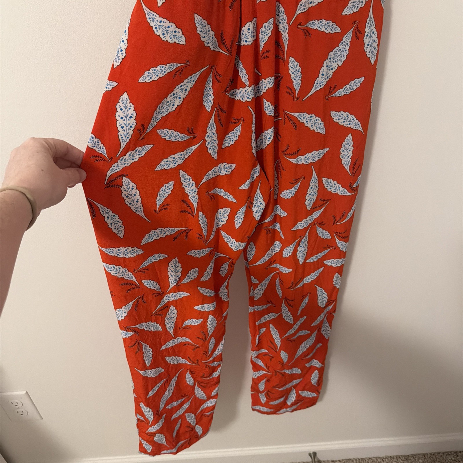 Diane Von Furstenberg Utilitarian Jumpsuit Orange Blue Benji Wrap Tie Size 12