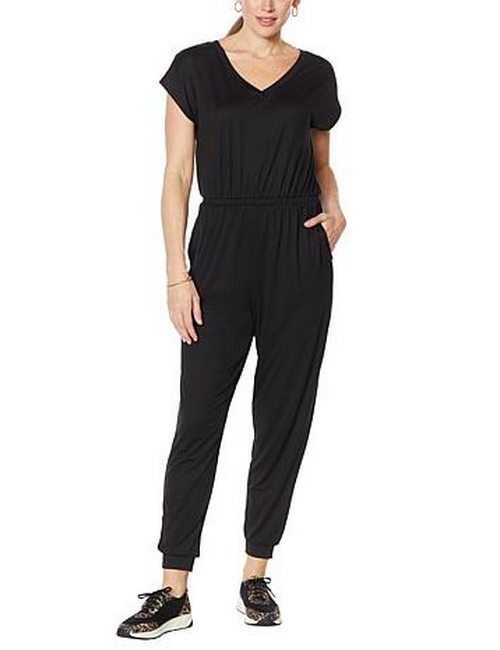 Comfort Code Black Stretch Jersey Jogger Jumpsuit New
