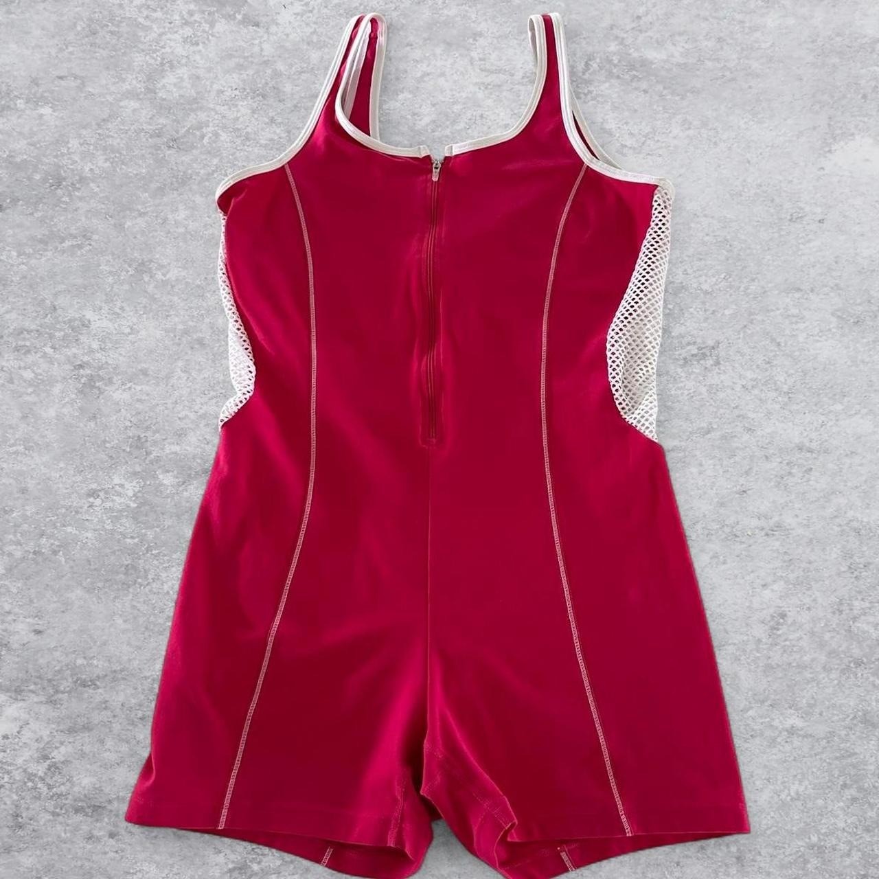 Nike Dri-FIT Womens Pink Mesh Panel Half Zip Athletic Romper Back Cutout Medium
