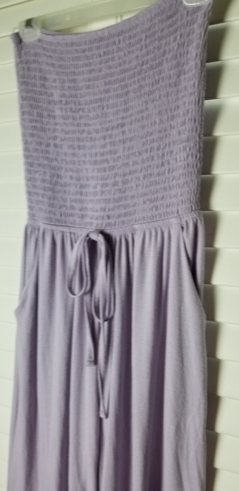 Zenana Jumpsuit M Wide Leg Smocked Top Lavender Pockets Soft Comfortable