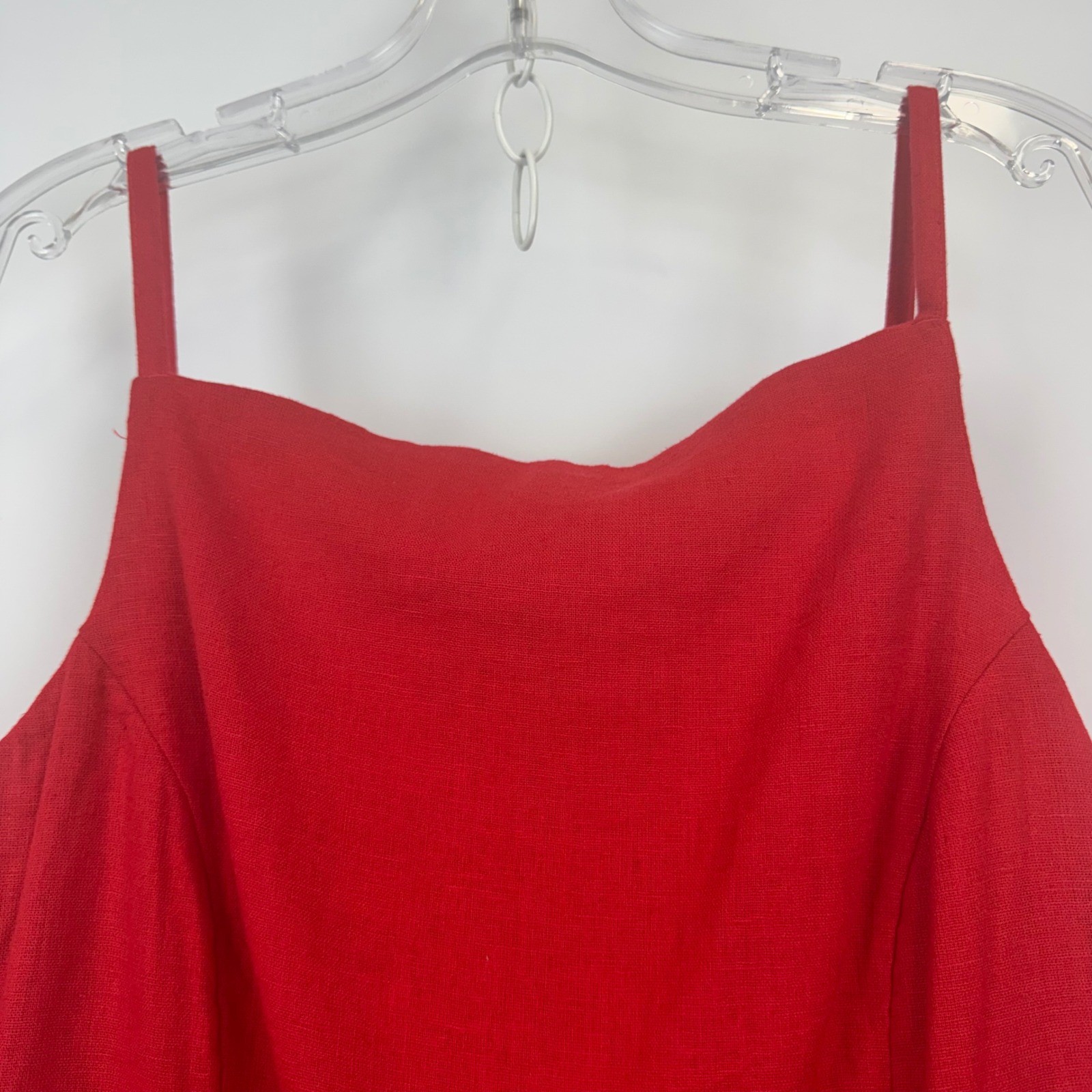 Abercrombie & Fitch Red Linen Blend Apron Neck Romper XST Tall NWT