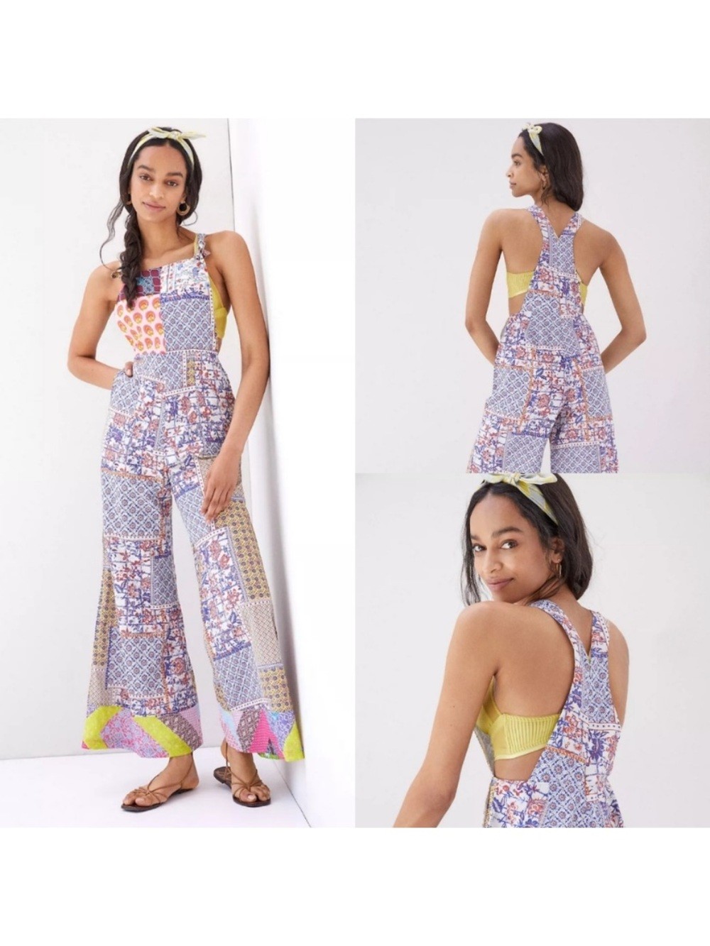 Anthropologie Patchwork Print Wide-Leg Jumpsuit/Overalls – Multicolor