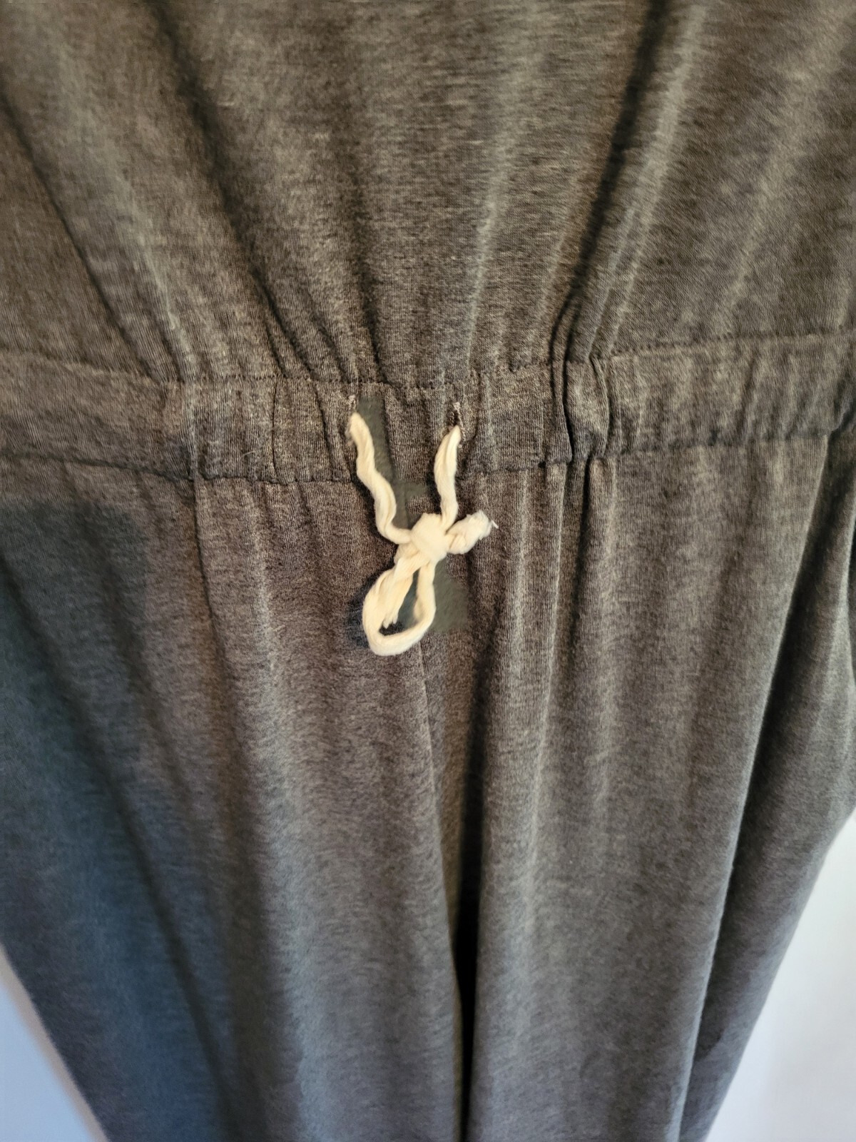 Womens Drawstring Lounge Jumpsuit romper Gray One Piece Jersey Tapered Leg S