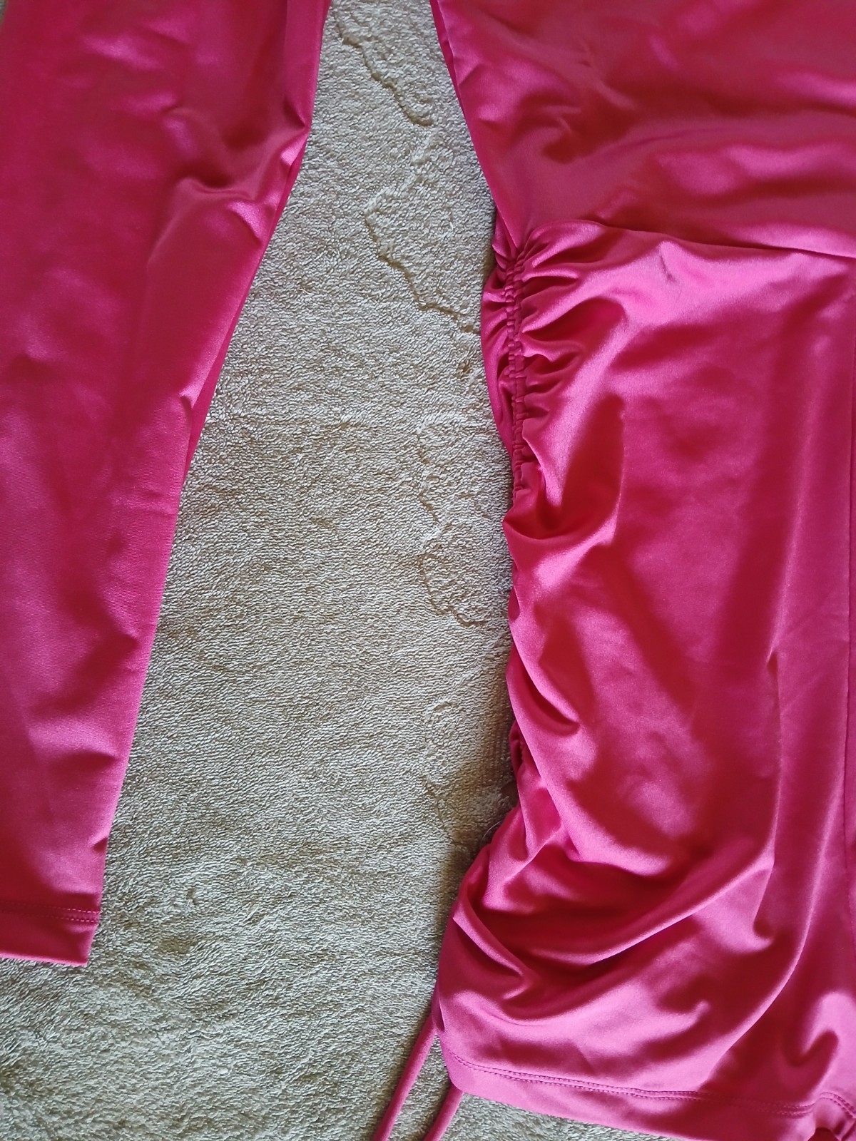 Forever 21 ladies one pc romper size L ruched shorts hot pink RN#94981