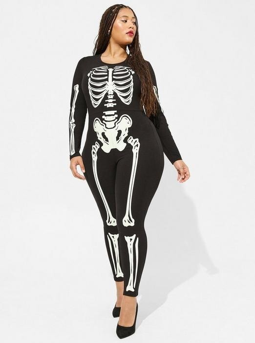 Torrid Skeleton Glow In The Dark Long Sleeve Bodysuit NWT New 5X