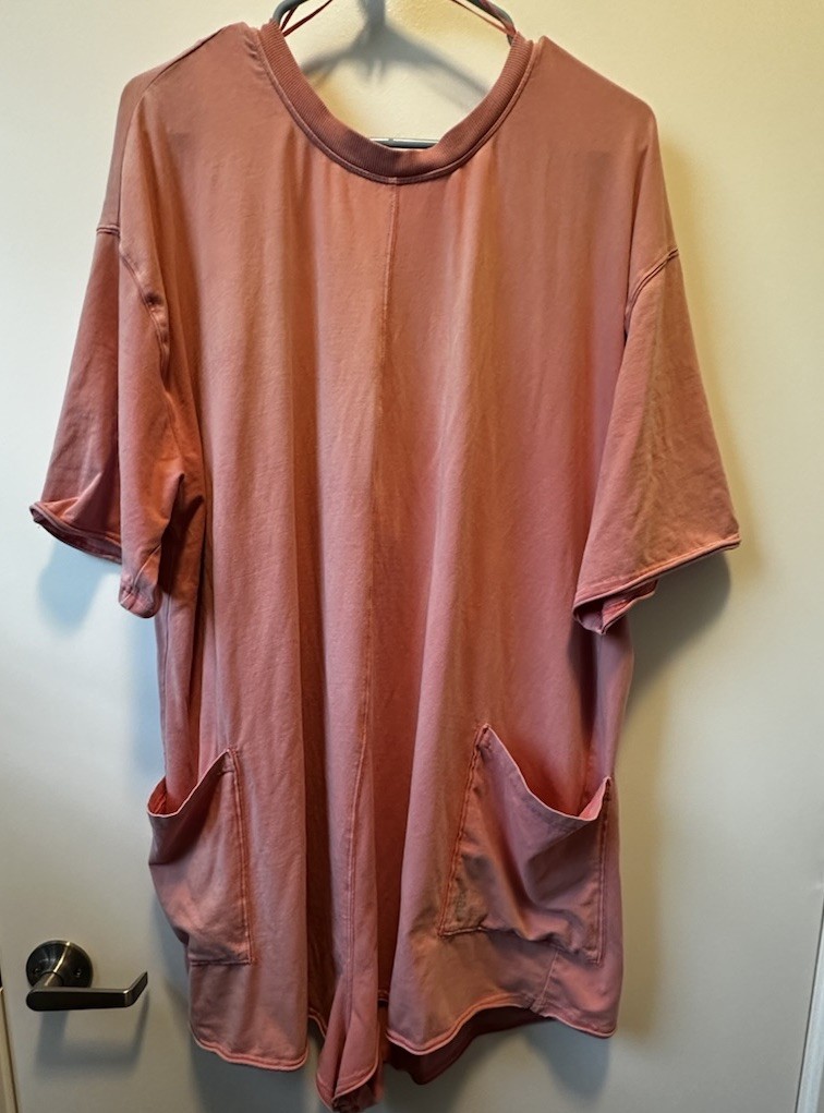 Free People Movement Romper XL Dusty Rose Oversized Short Sleeve Pocket
