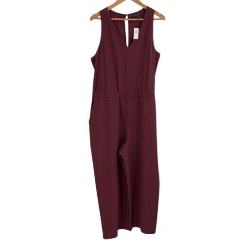 J. Crew Jumpsuit Romper Women’s XL Maroon Red Sleeveless Lightweight V Neck New