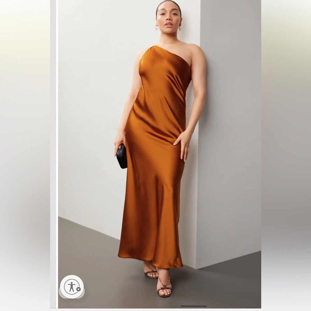 Sz 16 Obando collective copper orange one shoulder sleeveless maxi gown RTR xl