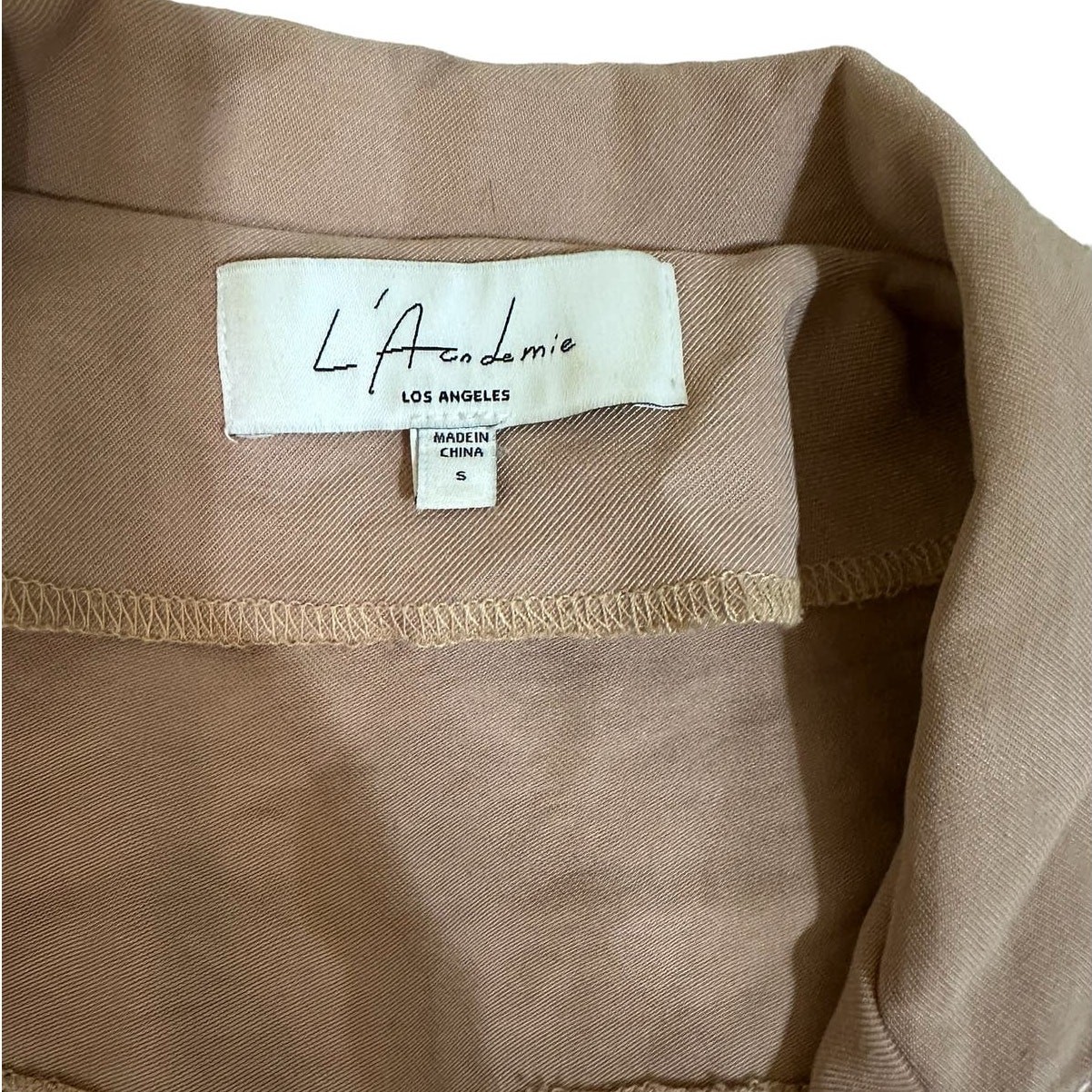 L’Academie Revolve Jumpsuit Fia Belted Taupe Wide Leg Crop Short Sleeve Small