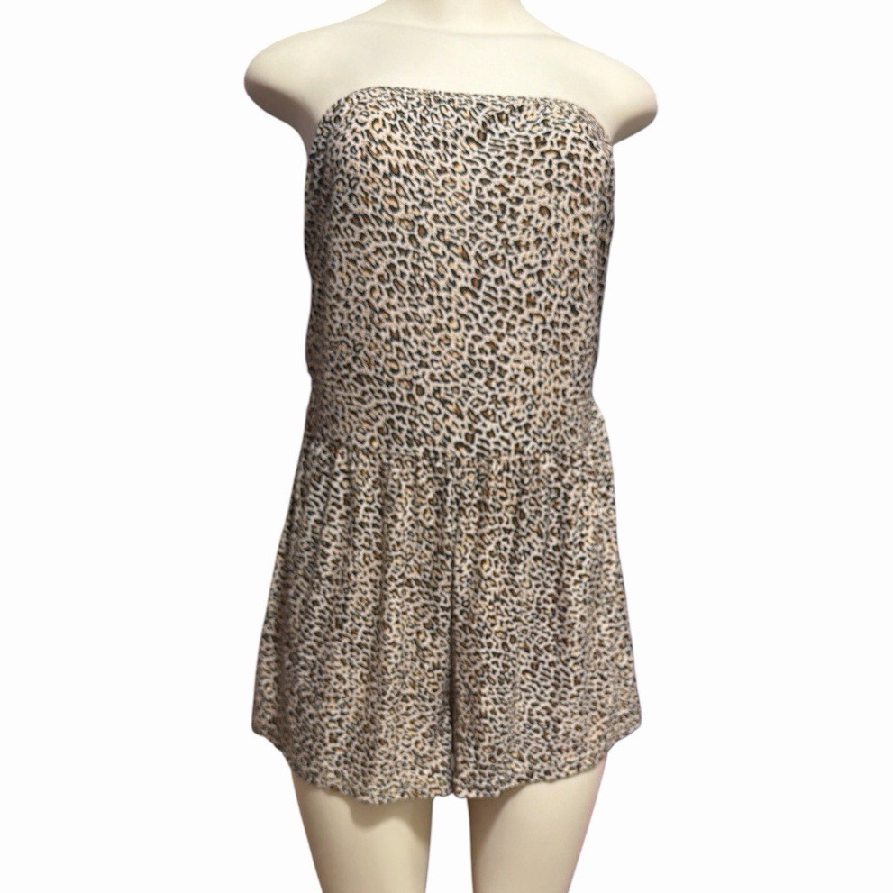 SHEIN Curve Women’s Brown/Black Leopard Strapless Sleeveless Romper 2XL