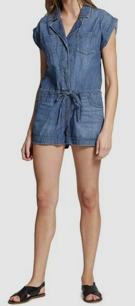 $140 Sanctuary Women’s Blue Scout Denim Short Sleeve Lightweight Romper Size XS