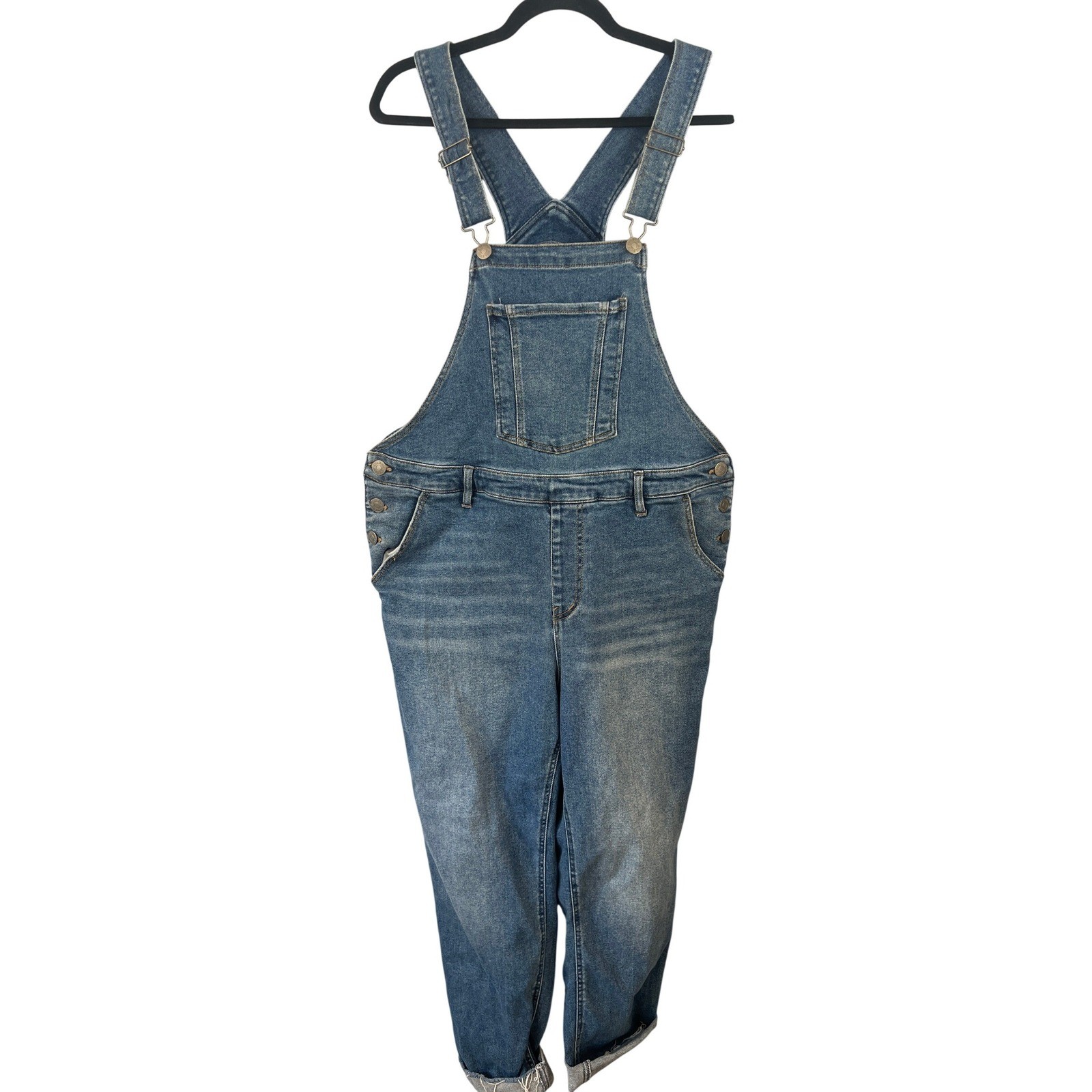 AVA & VIV Womens Denim Overalls Size 14W Festival Boho Spring Summer