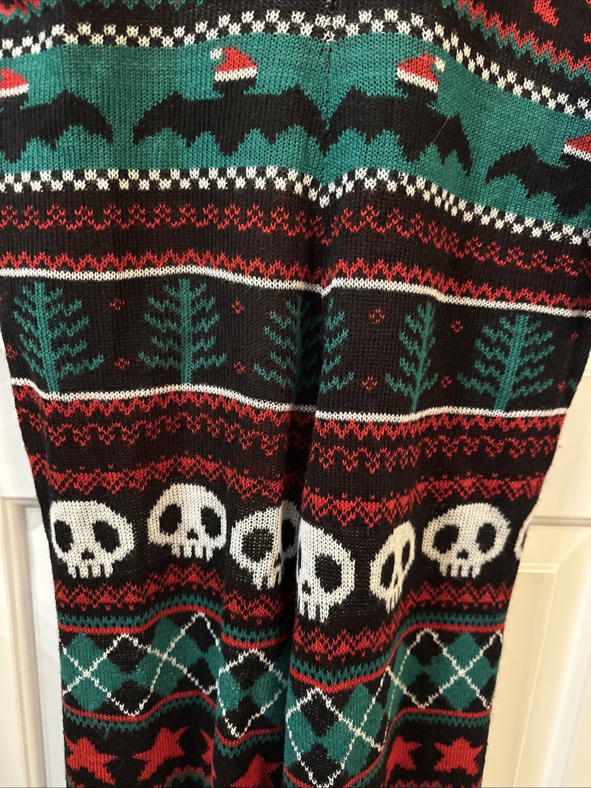 Eyeshadow Women’s Jumpsuit Christmas Skull Glittering Santa Skull Bats Trees M