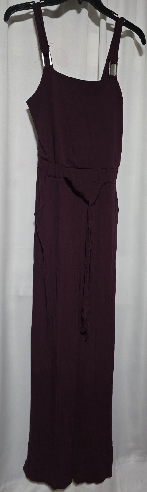 No Boundaries Plum Jumpsuit Side Pockets Size M ( 7-9) Stainless Accents