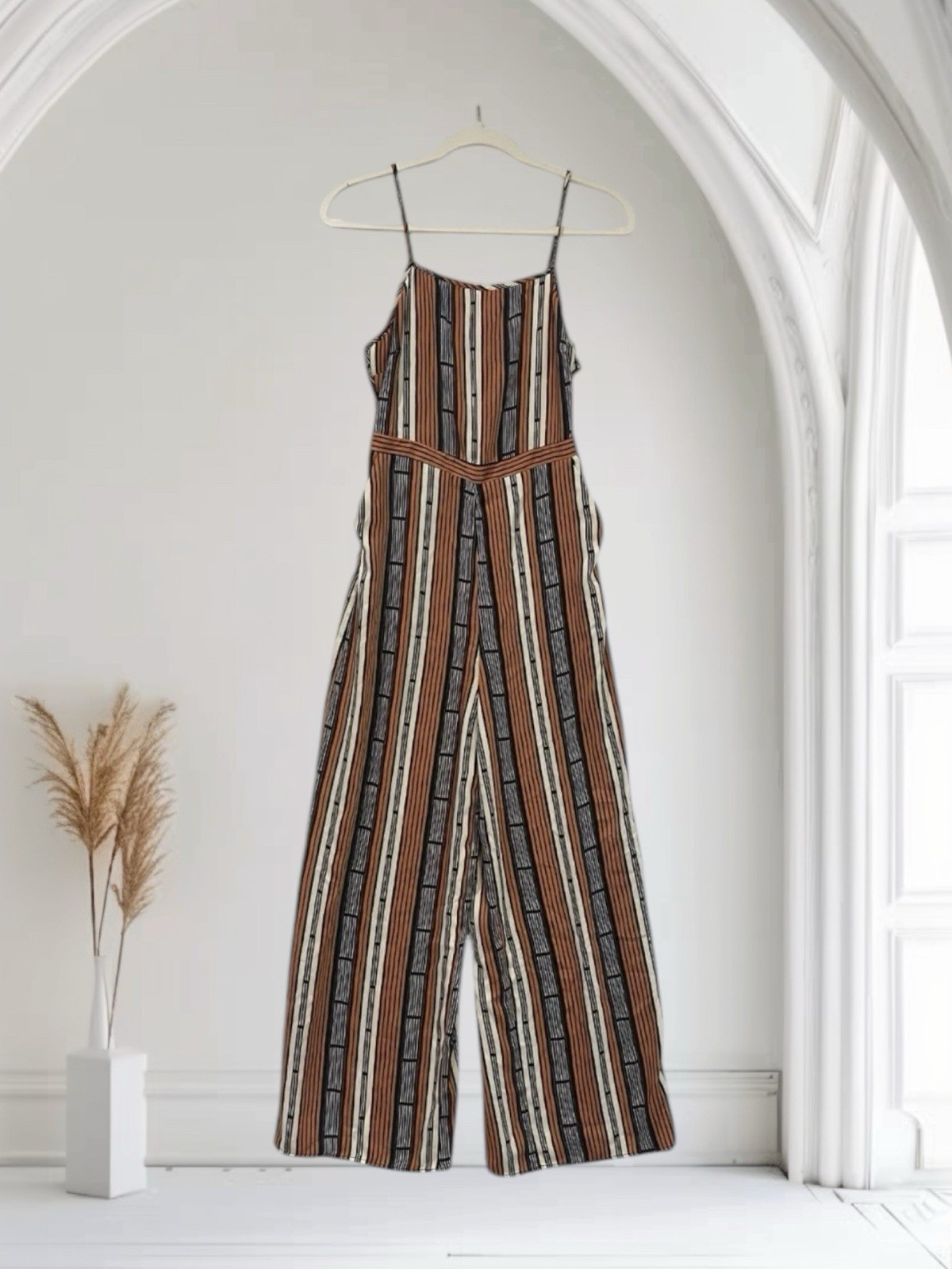 Forever 21 Womens Wide Leg Jumpsuit Size Small Multi Stripe Boho Summer Chic