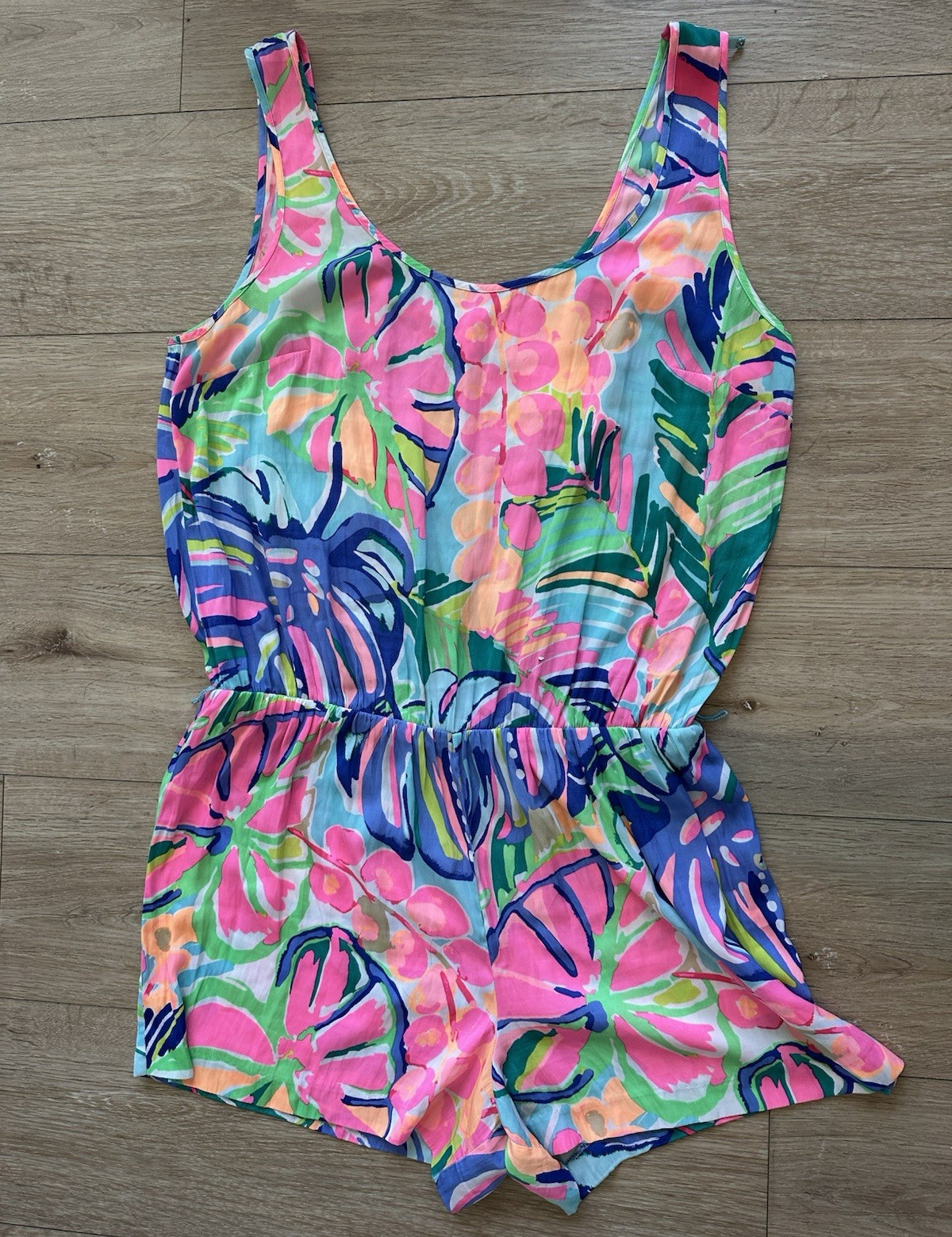 Lilly Pulitzer Rina Romper in Exotic Garden Print Women’s Tropical Floral Size L