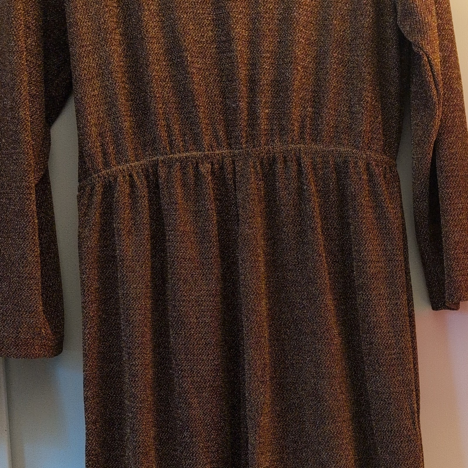 SOLID & CHIC Women’s XL Wrap Jumpsuit Brown Gold Metallic Long Sleeve Tie Knit
