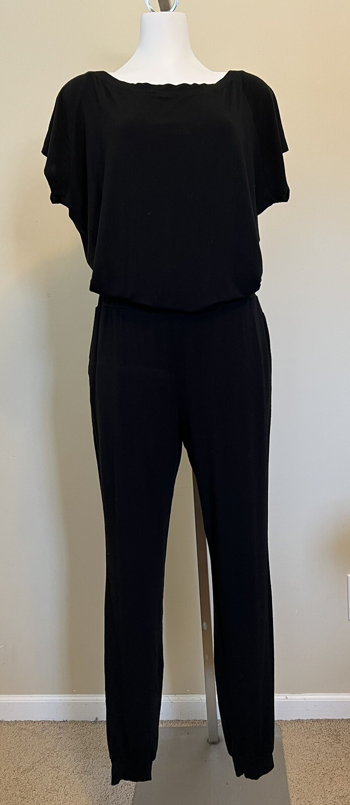 Michael Stars Black Knit Short Sleeve Jumpsuit Size Small