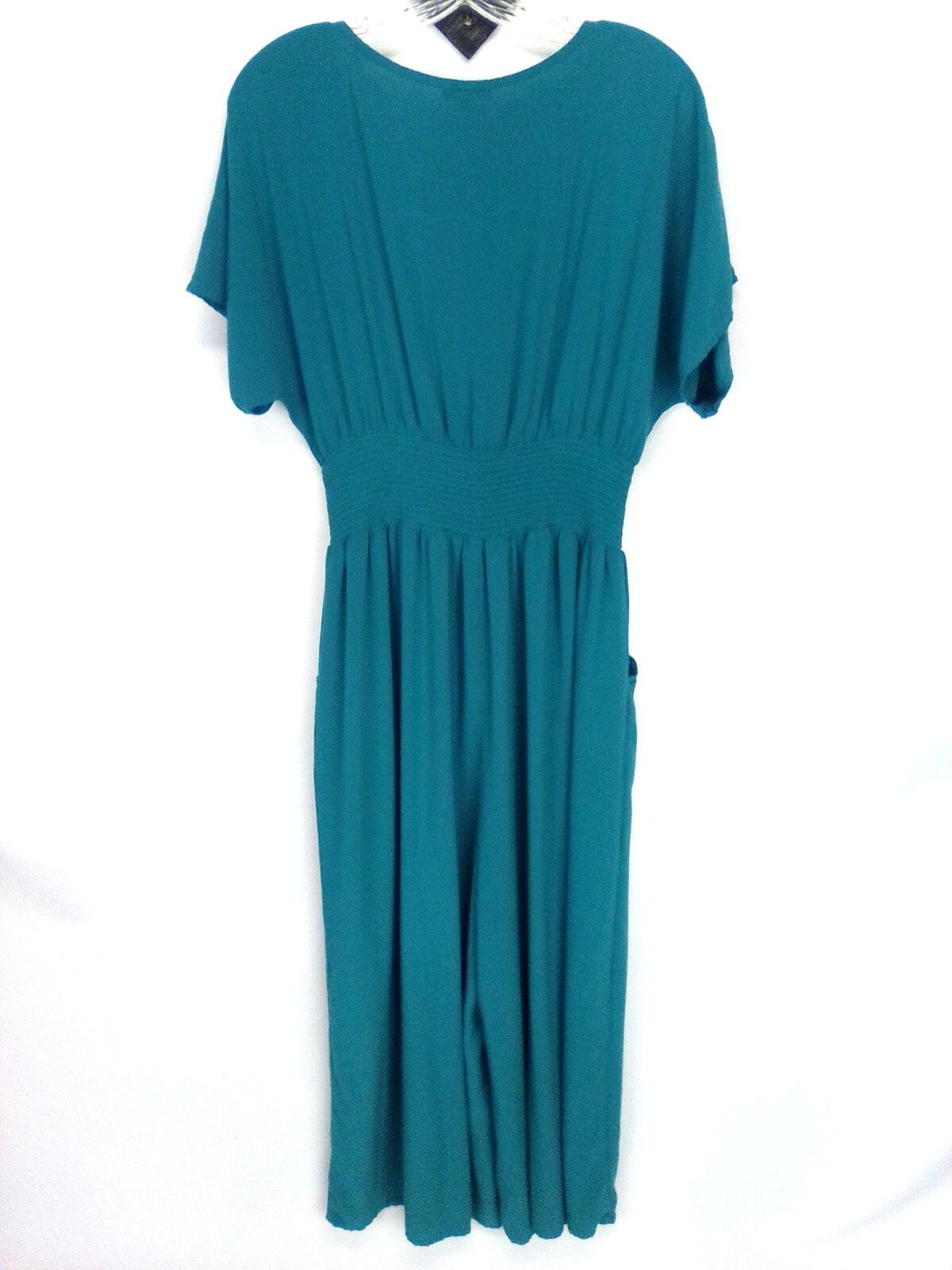 Partons & Peace Women’s V- Neckline Teal Wide-Leg Short Sleeve Jumper Size L