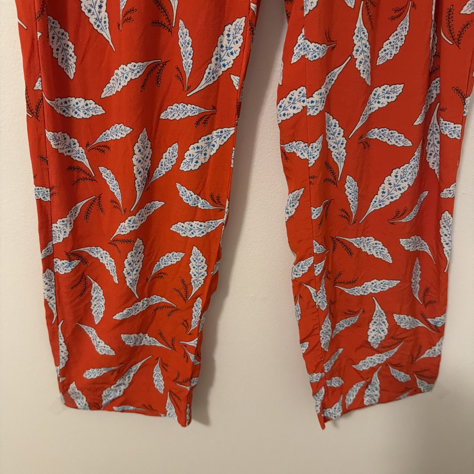 Diane Von Furstenberg Utilitarian Jumpsuit Orange Blue Benji Wrap Tie Size 12