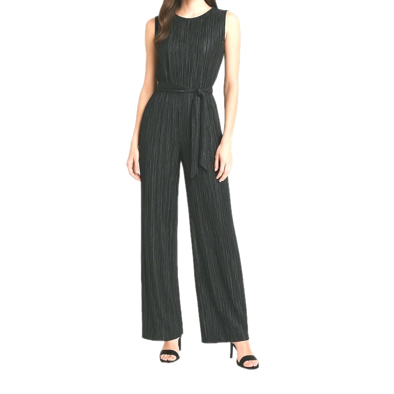 Anne Klein Jumpsuit Womens 12 Black Pleated Casual Cocktail Special Event NEW