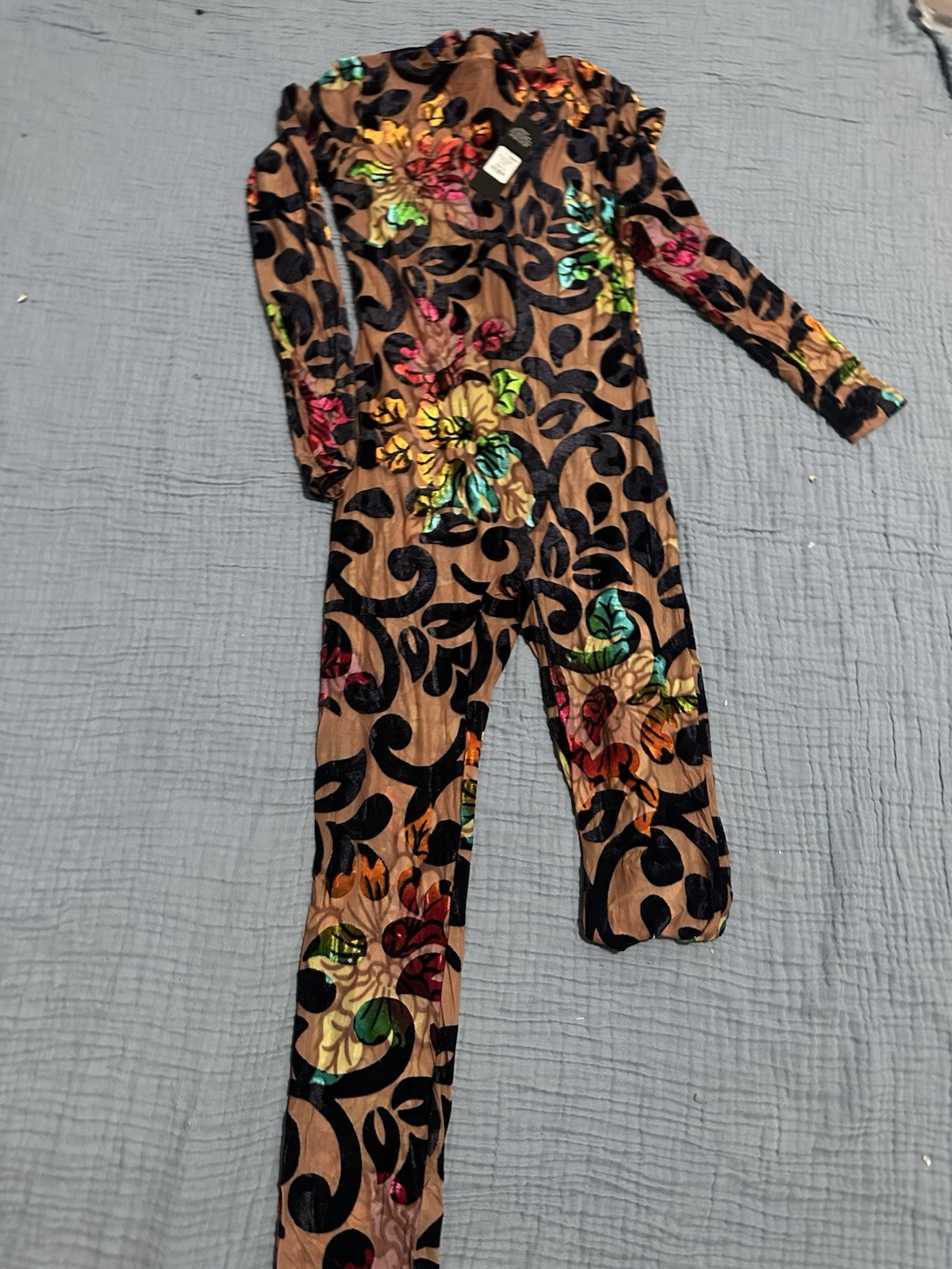Women’s Multicolor Floral Long Sleeve Jumpsuit One-Piece Regular Size Fashion