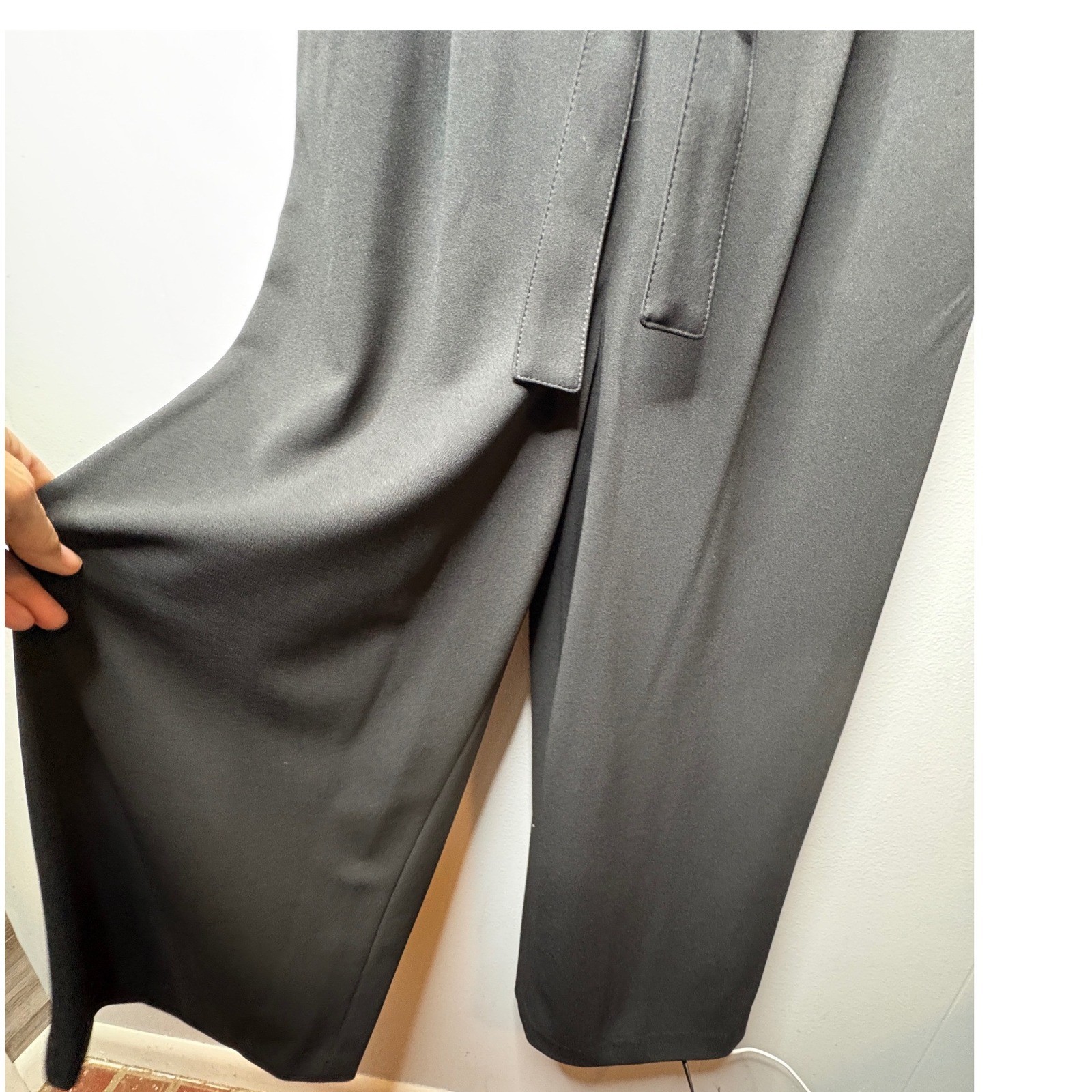 Calvin Klein Womens Black Wide Leg Sleeveless Tie Waist Jumpsuit Size 8 RN54163