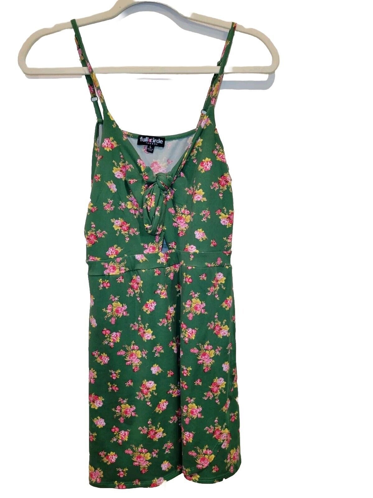 Full Circle Trends Womens L Green Faux Wrap Floral ROMPER Barbie-core Beach Play