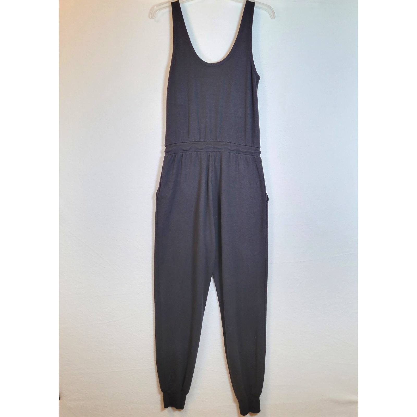 Athleta Womens Tank Pockets Jogger Jumpsuit Size XS Black Athleisure Loungewear