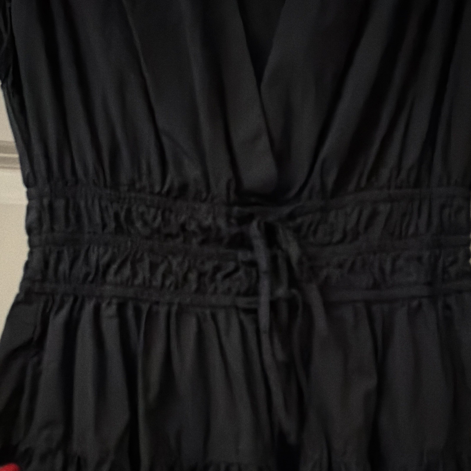 Nicole Miller New York Black V-Neck Sleeveless Cotton Dress. Elastic waist. S