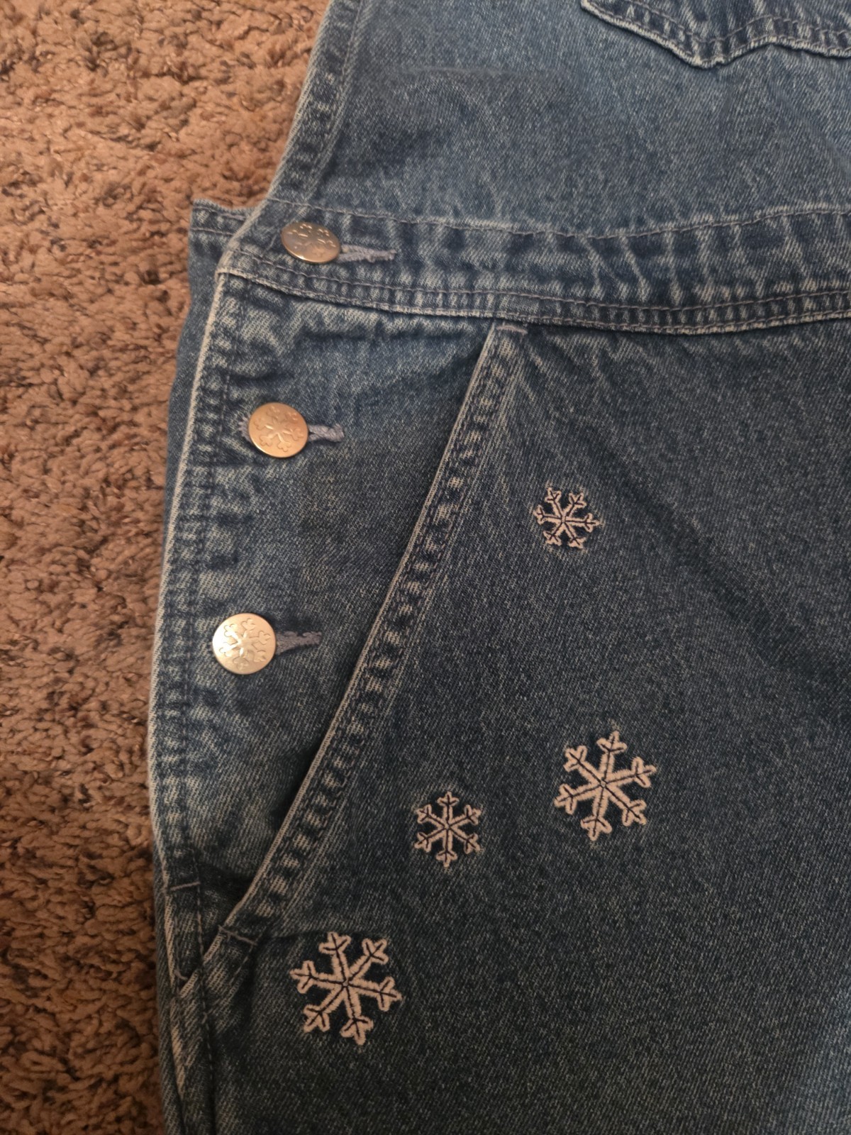 Vtg Winnie the Pooh Bib Overalls Disney Store Womens M Blue Denim Eeyore Winter
