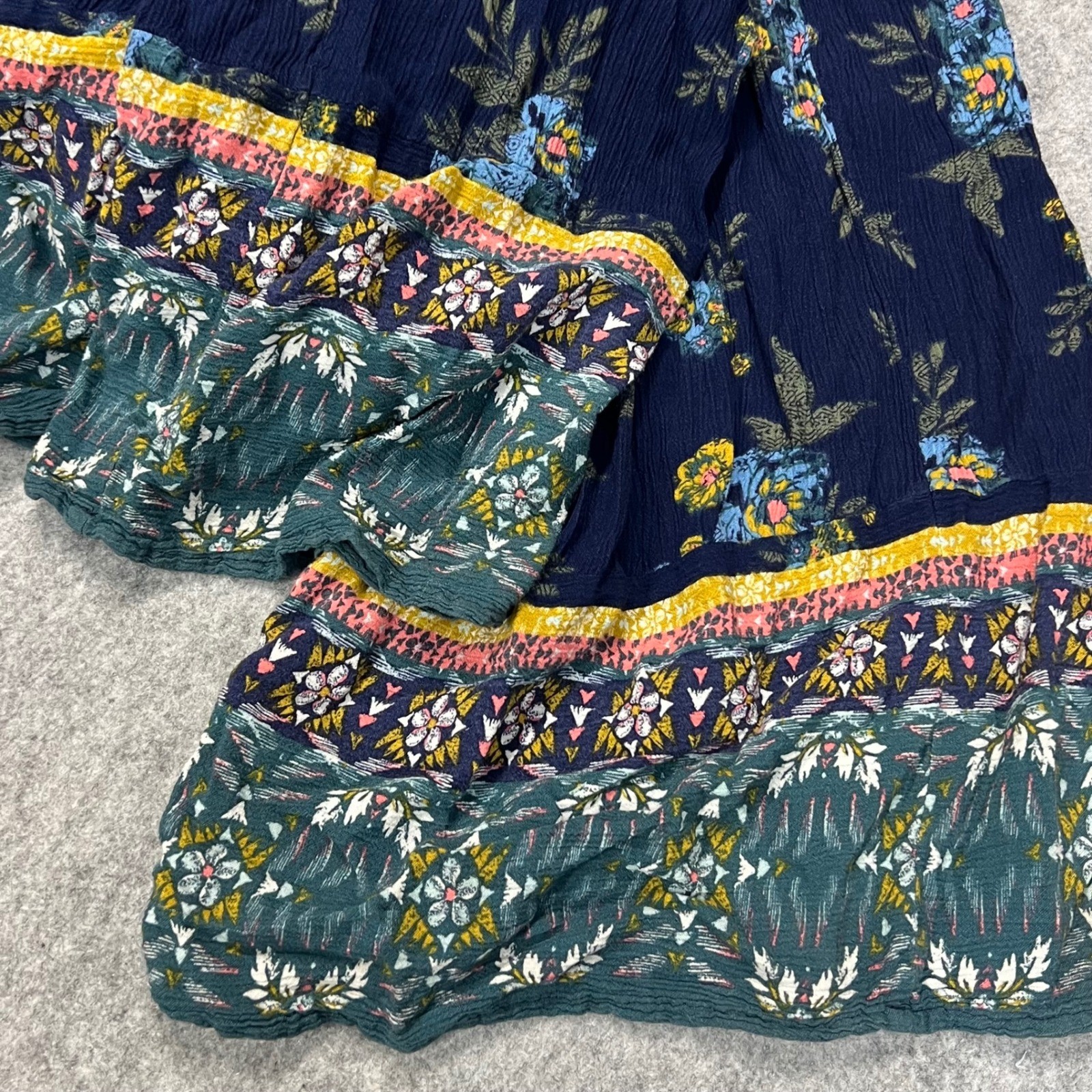 Mudd Womens XL Navy Blue Floral Boho Rayon Spaghetti Strap Jumpsuit RN 73277