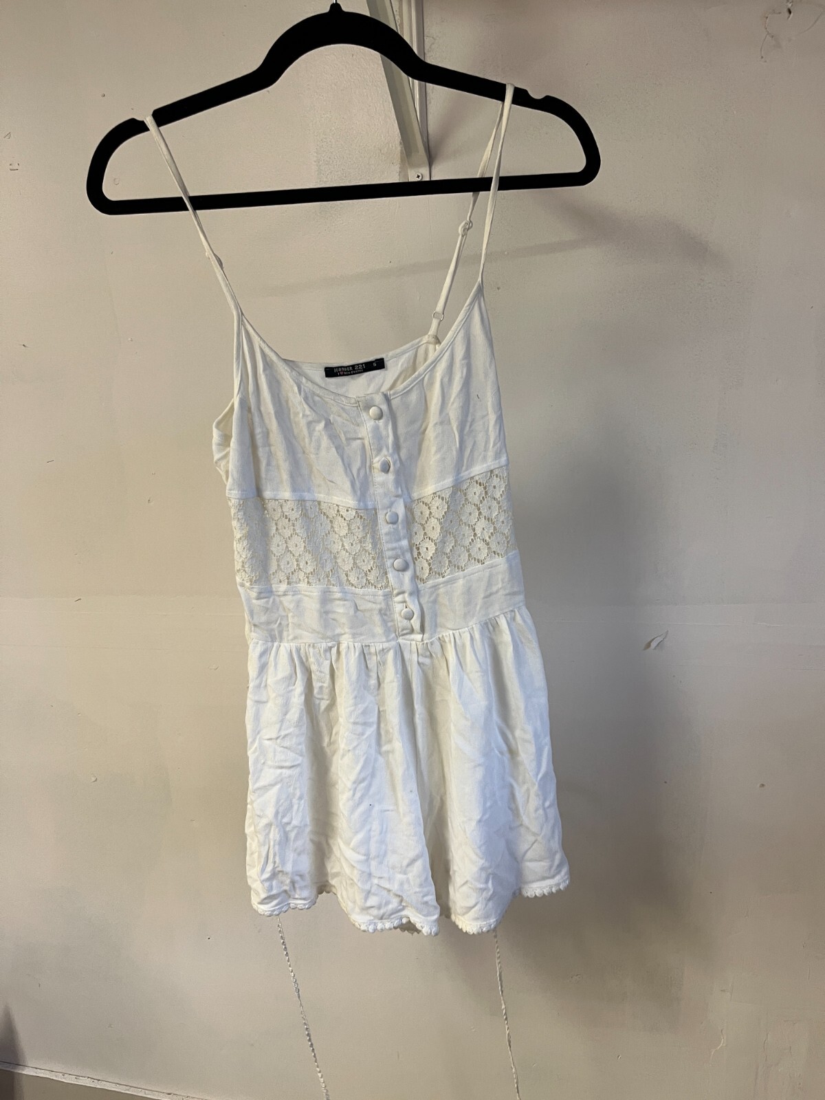Hanger 221 white button down lace sleeveless romper womens playsuit size S